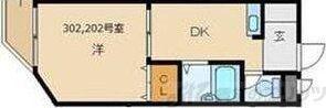 プレアール井高野2(1DK/3階)の間取り写真