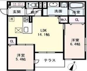 クラシスト瑞光(2LDK/2階)の間取り写真