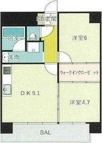 ES-GRANDE UMEDAKITA(2DK/7階)の間取り写真