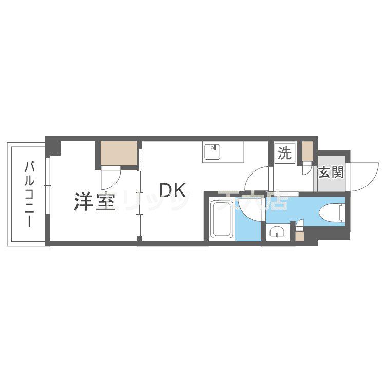 ザ・パークハビオ同心(1DK/10階)の間取り写真