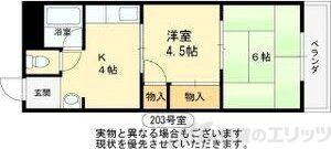 パールハイツ(2K/2階)の間取り写真