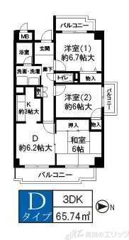 サウスファーム(3DK/1階)の間取り写真