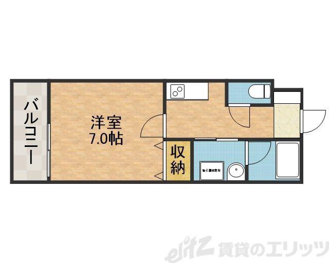 ウェルスクエア高槻(1K/1階)の間取り写真
