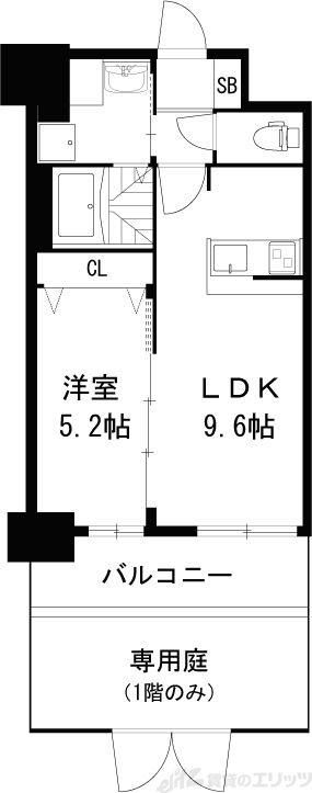 ディームス江坂(1LDK/8階)の間取り写真