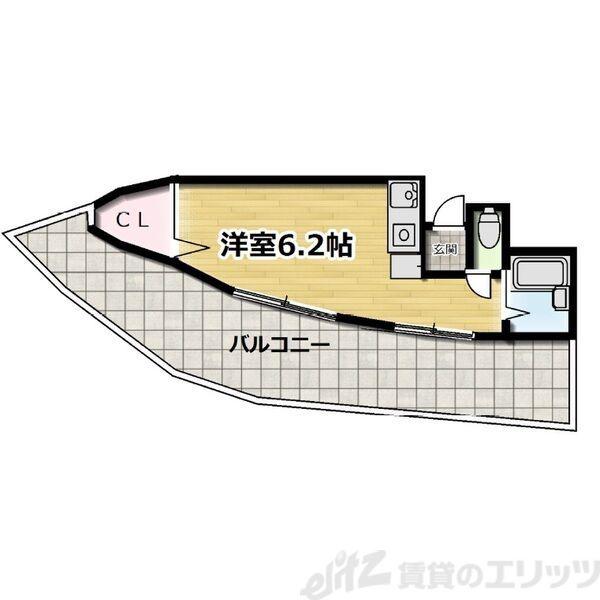 アルビヨン千里丘(ワンルーム/3階)の間取り写真