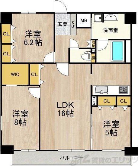 セノアタワー新大阪(3LDK/13階)の間取り写真