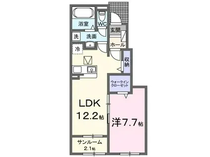 グランドール A(1LDK/1階)の間取り写真