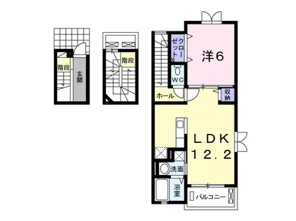 エルベッタ城東(1LDK/3階)の間取り写真