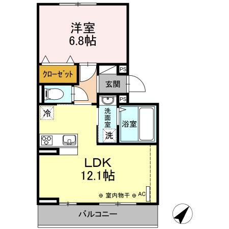 コンフォルト(1LDK/2階)の間取り写真