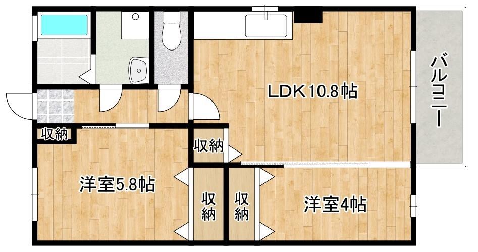 コスモセゾン2(2LDK/2階)の間取り写真