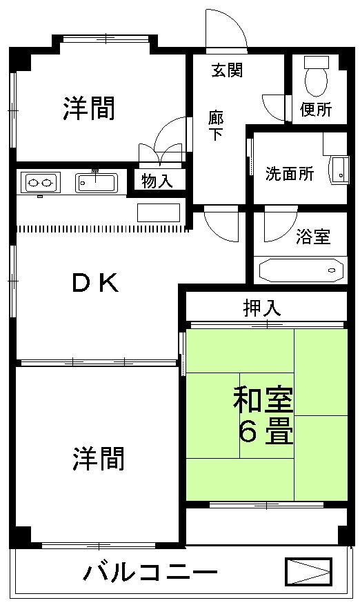 コーポラス葵(3DK/6階)の間取り写真