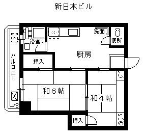 新日本ビル(2DK/2階)の間取り写真