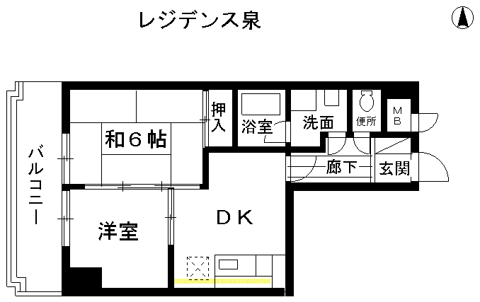 レジデンス泉(2DK/6階)の間取り写真