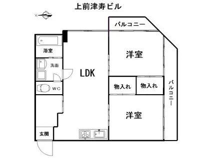 上前津寿ビル(2LDK/3階)の間取り写真