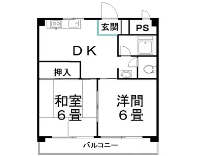 栄サンライズ(2DK/6階)の間取り写真