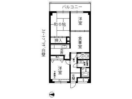スイートプラザ白壁(3SDK/3階)の間取り写真