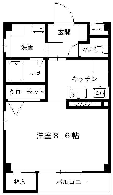 カーサオグリ(1K/2階)の間取り写真
