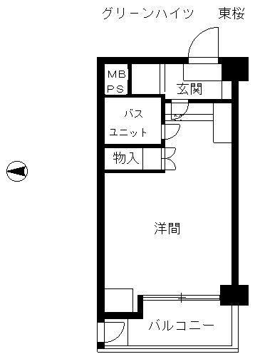 グリーンハイツ東桜(ワンルーム/4階)の間取り写真
