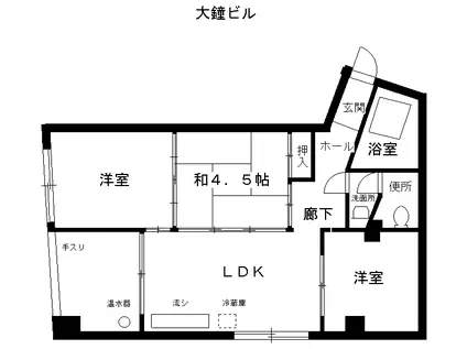 大鐘ビル(3DK/4階)の間取り写真
