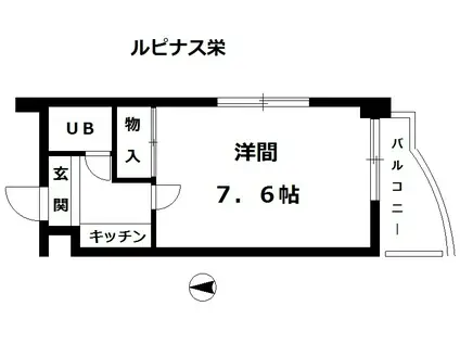 ルピナス栄(1K/5階)の間取り写真