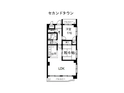 セカンドタウン(2LDK/3階)の間取り写真