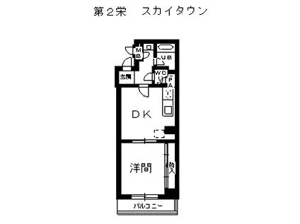 第2栄スカイタウン(1DK/3階)の間取り写真
