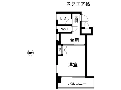 スクエア橘(1K/3階)の間取り写真