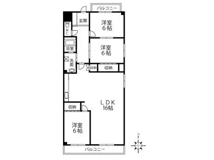 チュリス鶴舞(3LDK/8階)の間取り写真