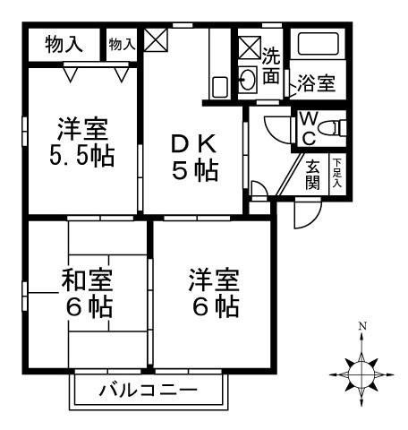 フォーブルリッチ(3DK/1階)の間取り写真
