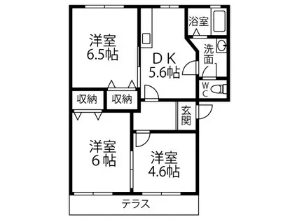 パークハウスNIWA(3K/1階)の間取り写真