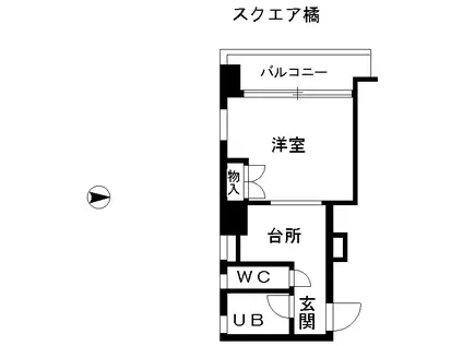 スクエア橘(1K/4階)の間取り写真