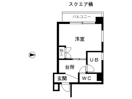 スクエア橘(1K/6階)の間取り写真