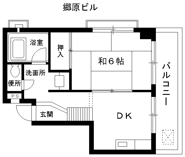 郷原ビル(1DK/5階)の間取り写真