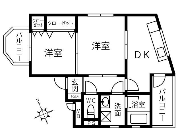 MAマンション(2DK/4階)の間取り写真