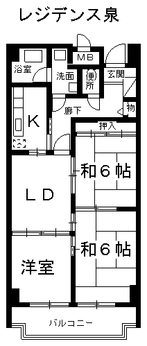 レジデンス泉(3LDK/4階)の間取り写真