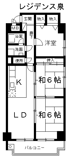 レジデンス泉(3LDK/7階)の間取り写真