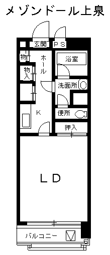 メゾンドール上泉(1K/3階)の間取り写真