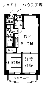 ファミリーハウス天塚(2SDK/3階)の間取り写真