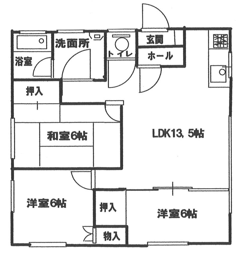 岩手県盛岡市 1階建 築25年(3LDK)の間取り写真