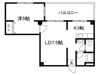 楠マンション(1LDK/3階)の間取り写真