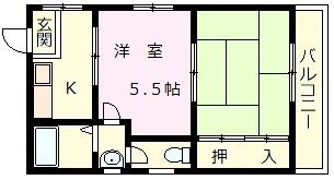 吉村マンション(2K/2階)の間取り写真
