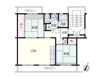 笠幡グリーンパーク13号棟(2LDK/2階)の間取り写真