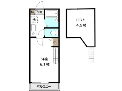 グリーンハウス宮崎台(1K/1階)の間取り写真