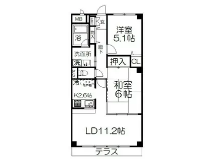 ピンポンマム壱番館(2LDK/1階)の間取り写真