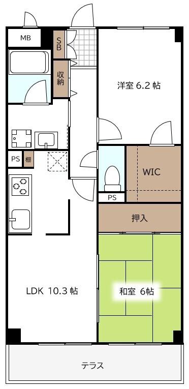 ピンポンマム壱番館(2LDK/2階)の間取り写真