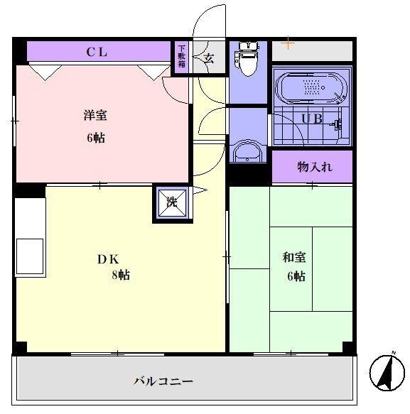 宮崎台コートパレス(2DK/3階)の間取り写真