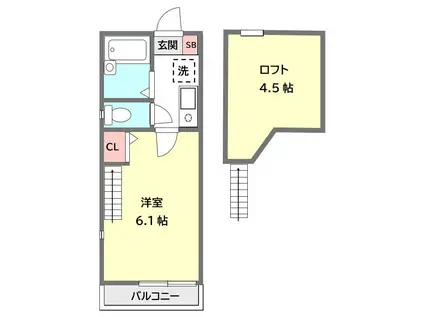グリーンハウス宮崎台(1K/2階)の間取り写真