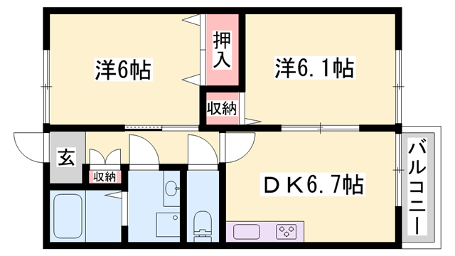 オレンジハイツ(2DK/2階)の間取り写真
