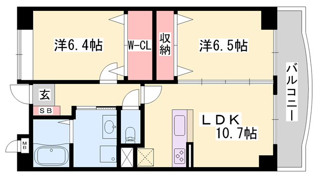 ラフォーレ東山(2LDK/3階)の間取り写真