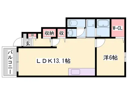 ピアチェーレⅢ(1LDK/1階)の間取り写真